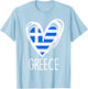 Greece Flag Heart Graphic Patriotic Greek Pride Kids Girl T-Shirt - T-Shirt | Light Blue