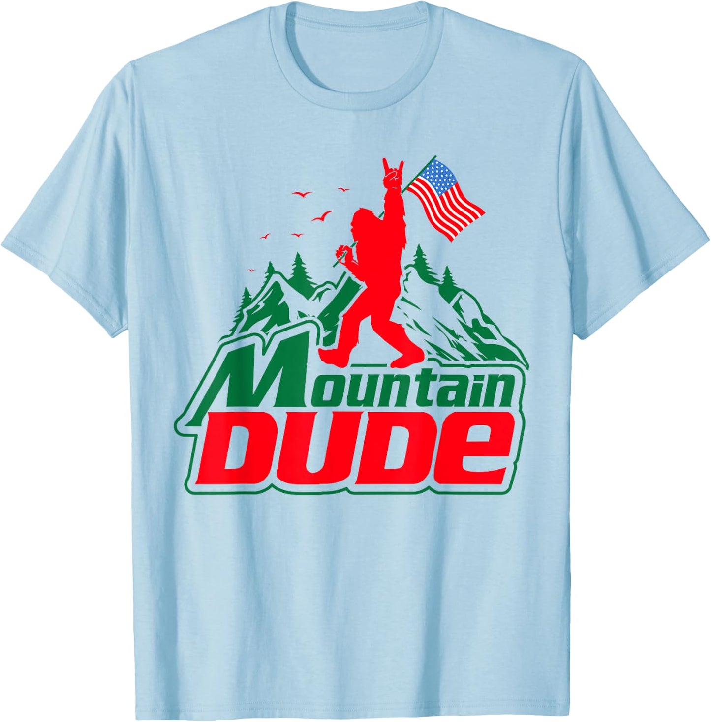 Mountain Dude Funny Bigfoot Sasquatch Hiking Gifts Men Women T-Shirt - T-Shirt | Light Blue