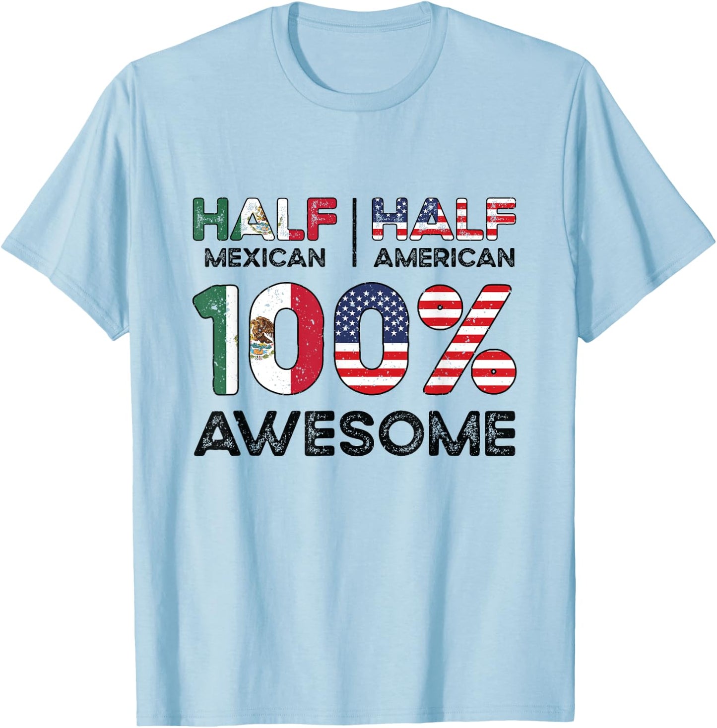Mexican American Patriot USA Grown Mexico US Flag T-Shirt - T-Shirt | Light Blue