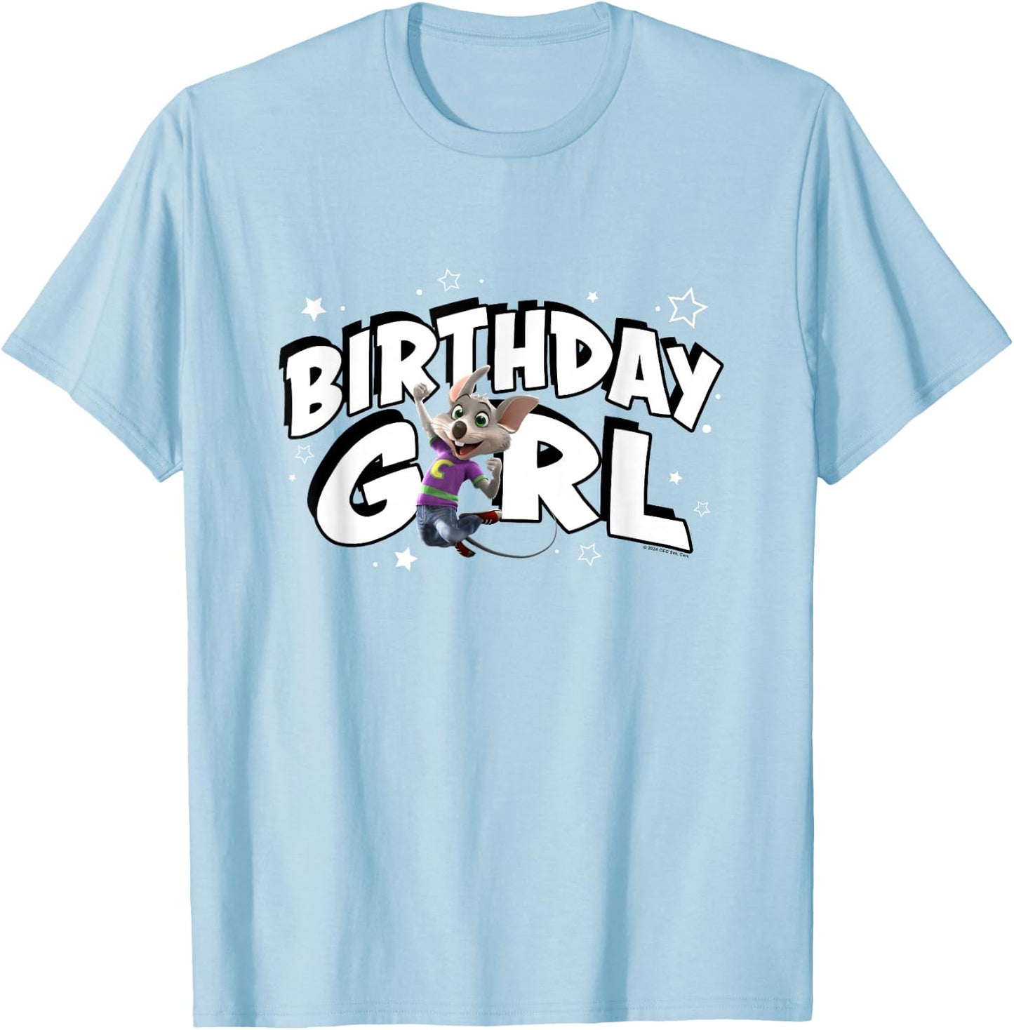 Chuck E. Cheese Birthday Girl Celebration Chuck Logo T-Shirt - T-Shirt | Light Blue