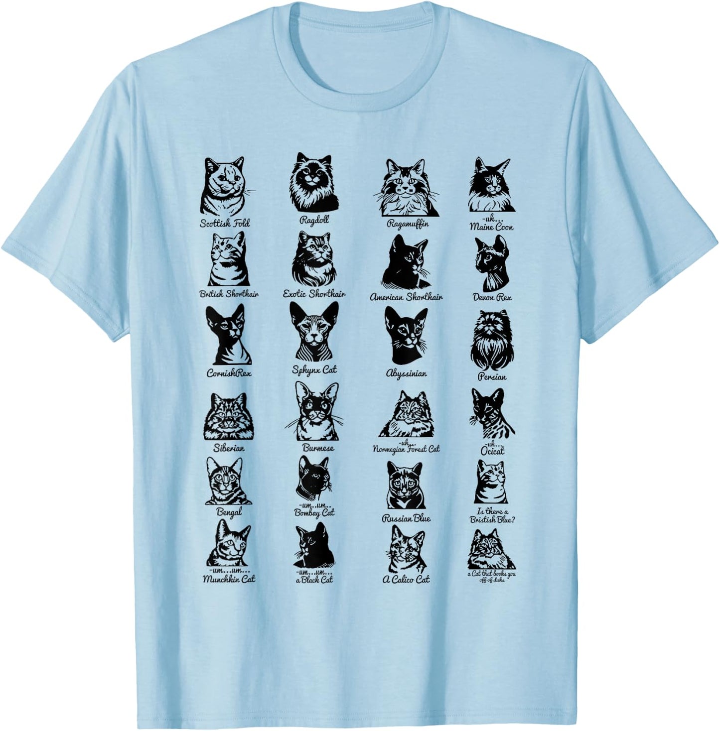Vintage Cat Breeds Women T-Shirt - T-Shirt | Light Blue