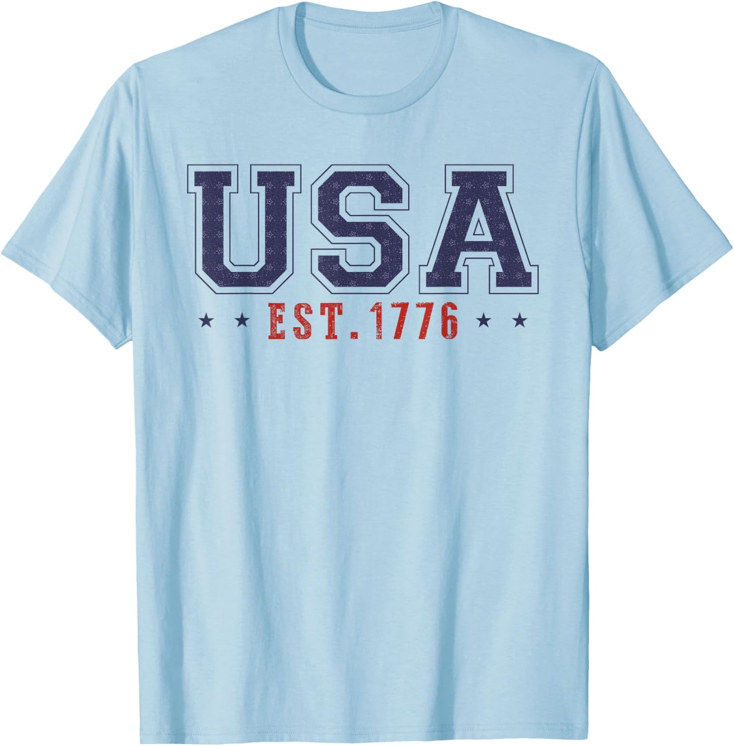 4th Of July Patriotic US Flag USA Est 1776 America Men women T-Shirt - T-Shirt | Light Blue