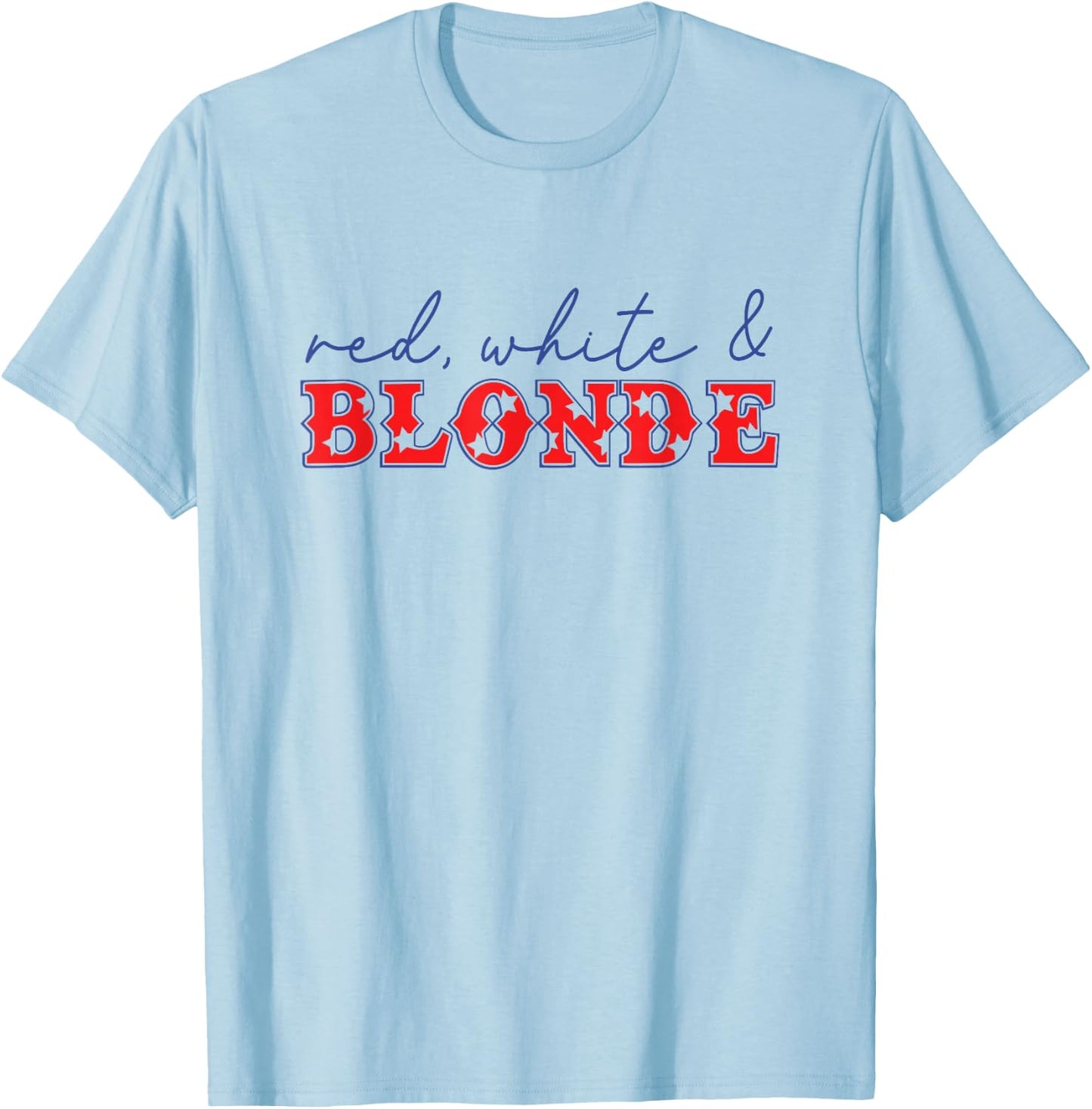 red White and Blonde T-Shirt - T-Shirt | Light Blue