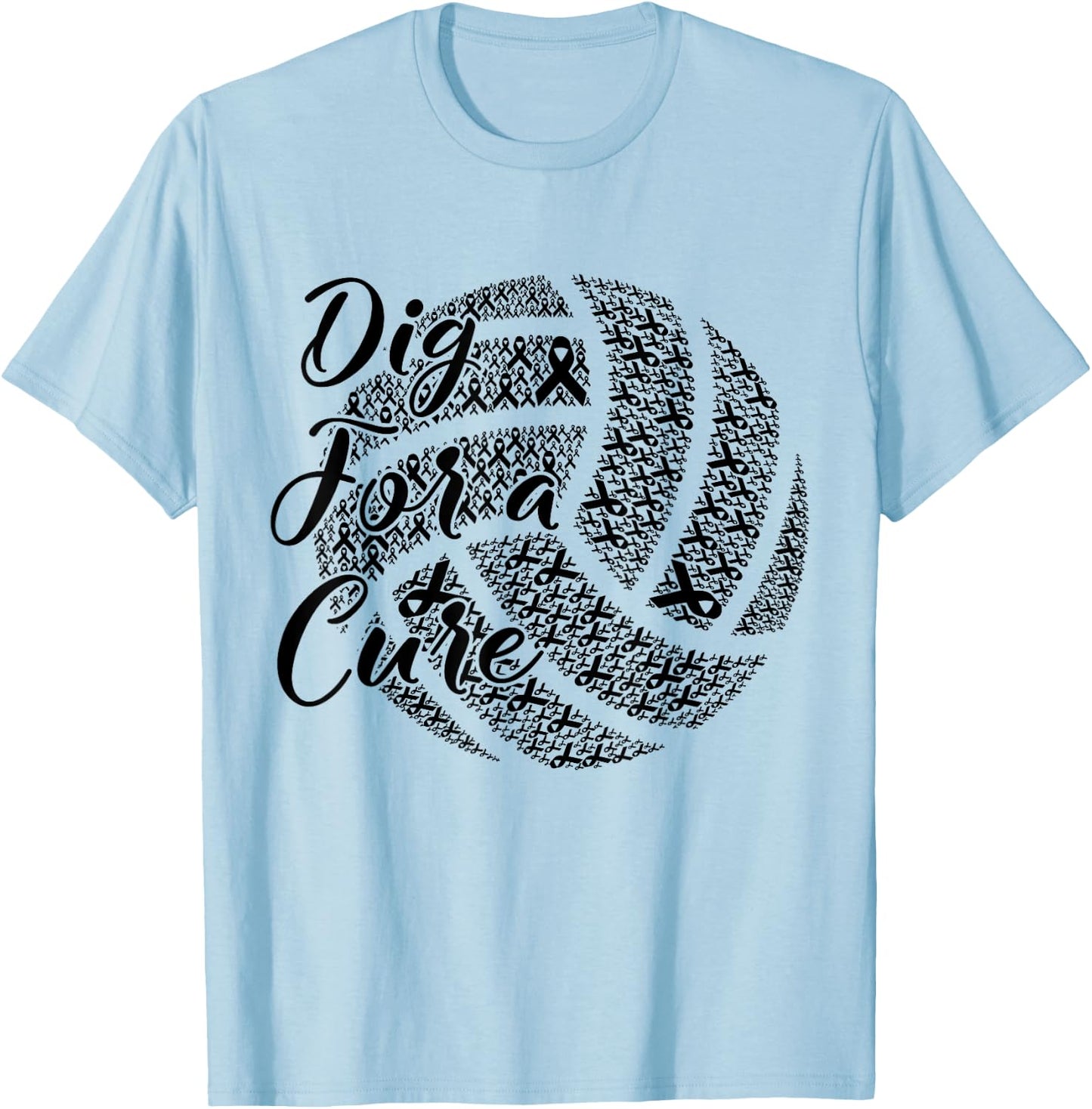 Dig For A Cure Breast Cancer Awareness Volleyball Pink T-Shirt - T-Shirt | Light Blue
