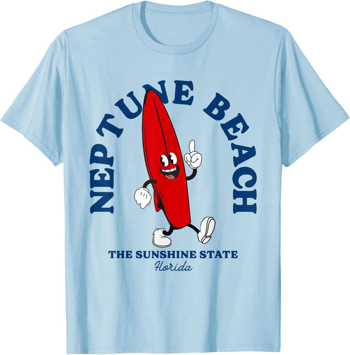 Neptune Beach Florida Retro Surfer Vintage Beach T-Shirt - T-Shirt | Light Blue