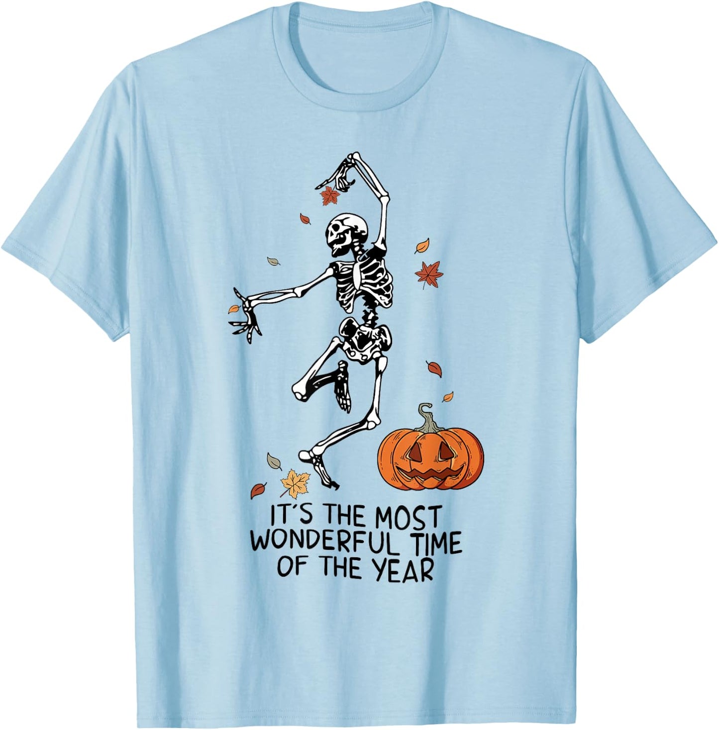 It's The Most Wonderful Time Of The Year Skeleton Halloween T-Shirt - T-Shirt | Light Blue