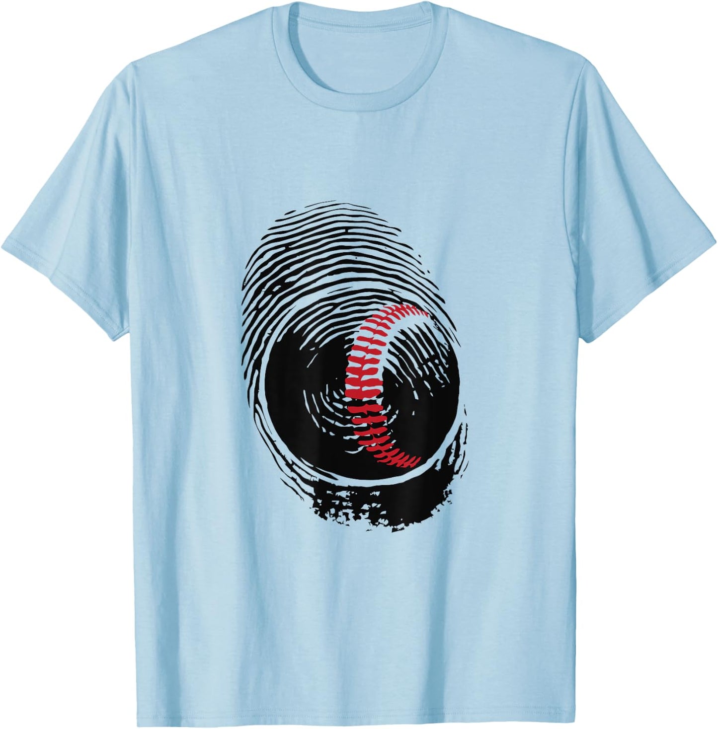 Baseball Fingerprint Cool Baseball Fan and Player Graphic T-Shirt - T-Shirt | Light Blue