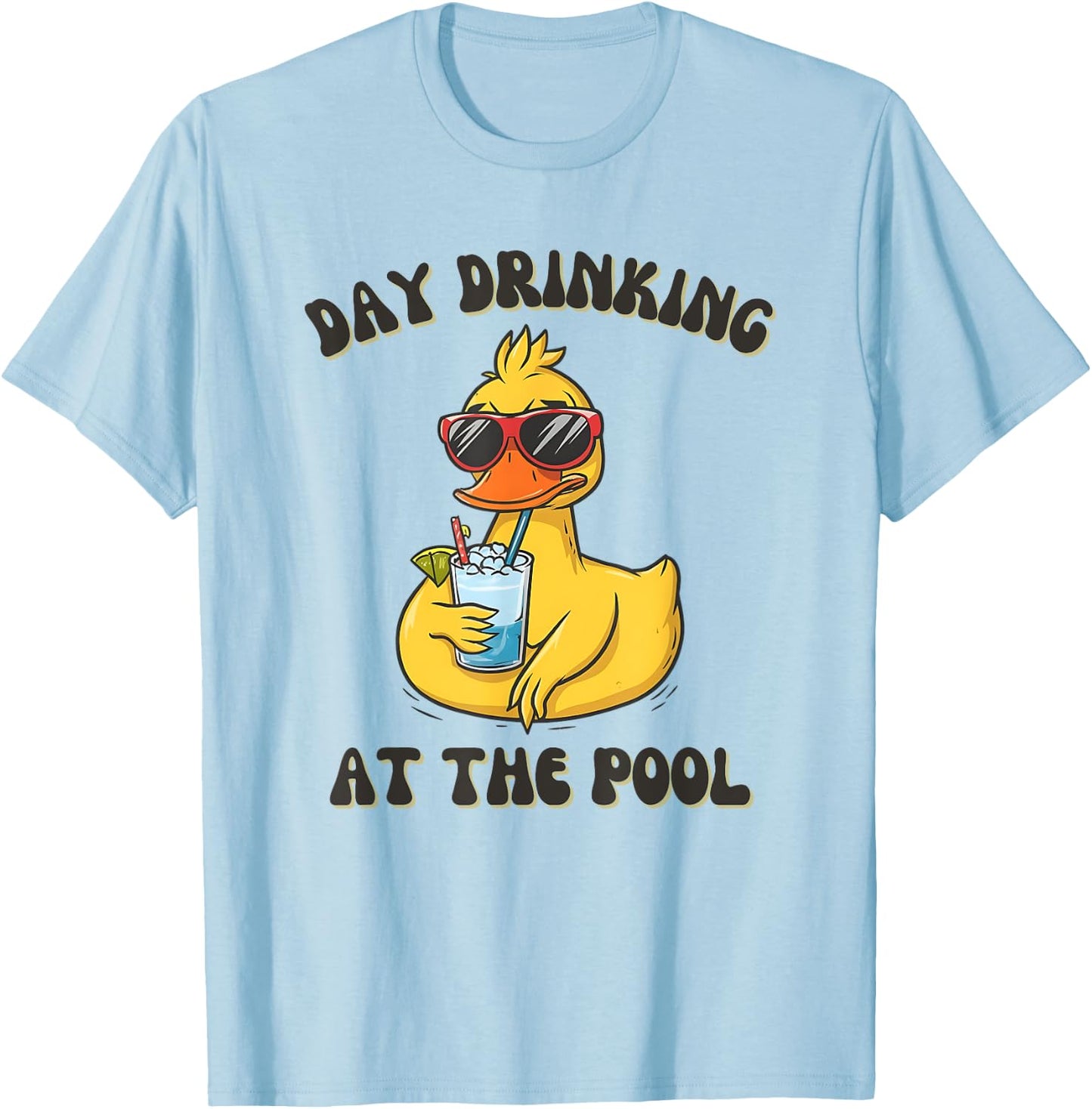 Funny Duck Swimming Pool Vacation Day Drinking At The Pool T-Shirt - T-Shirt | Light Blue