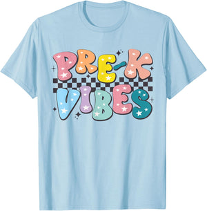 Pre-K Vibes Back To School Teachers Student Hello Pre-K Team Men Women Girls Kids T-Shirt - T-Shirt | Light Blue