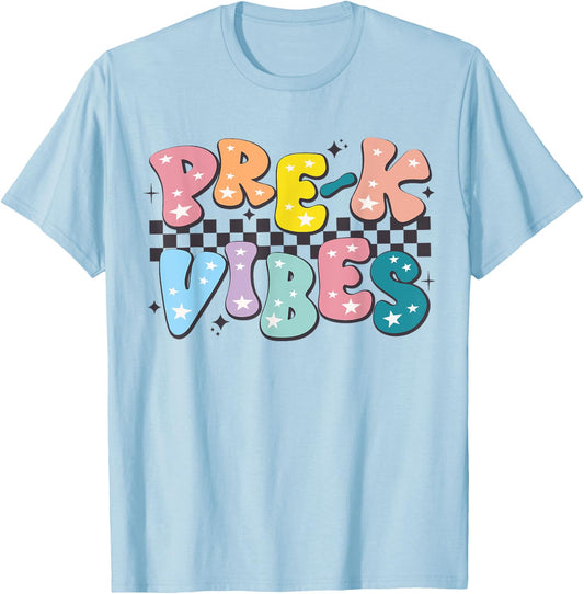 Pre-K Vibes Back To School Teachers Student Hello Pre-K Team Men Women Girls Kids T-Shirt - T-Shirt | Light Blue