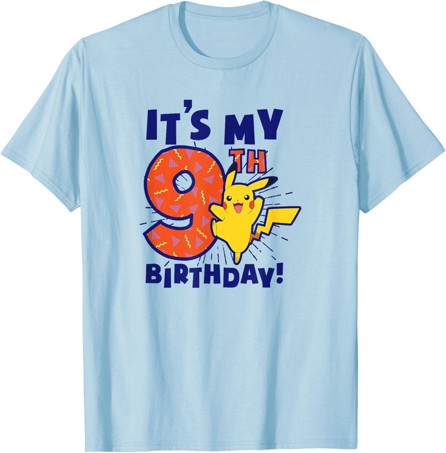 Pokémon Pikachu It's My 9th Birthday Awesome Celebration T-Shirt - T-Shirt | Light Blue