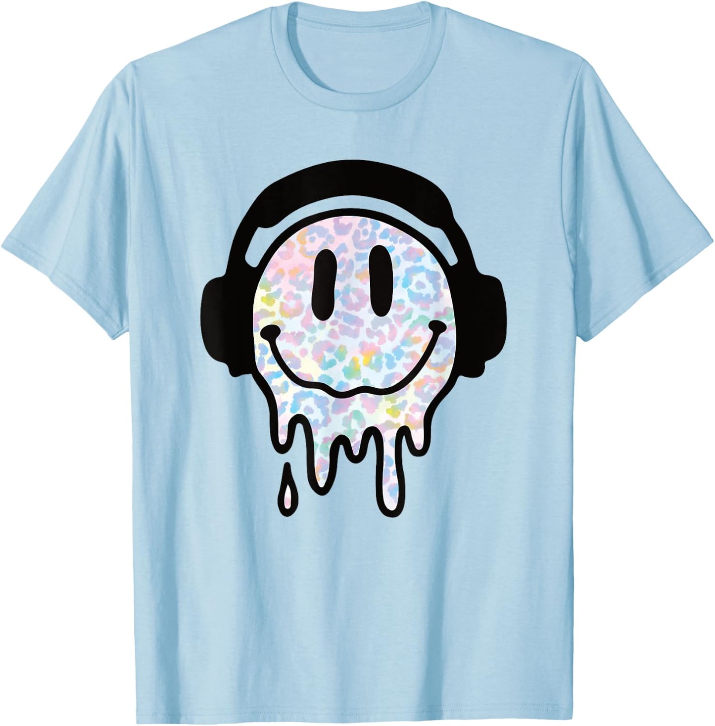 Melting Yellow Smile Funny Smiling Melted Dripping Face Cute T-Shirt - T-Shirt | Light Blue