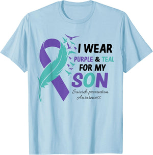 I Wear Teal Purple For My Son Suicide Prevention Awareness T-Shirt - T-Shirt | Light Blue