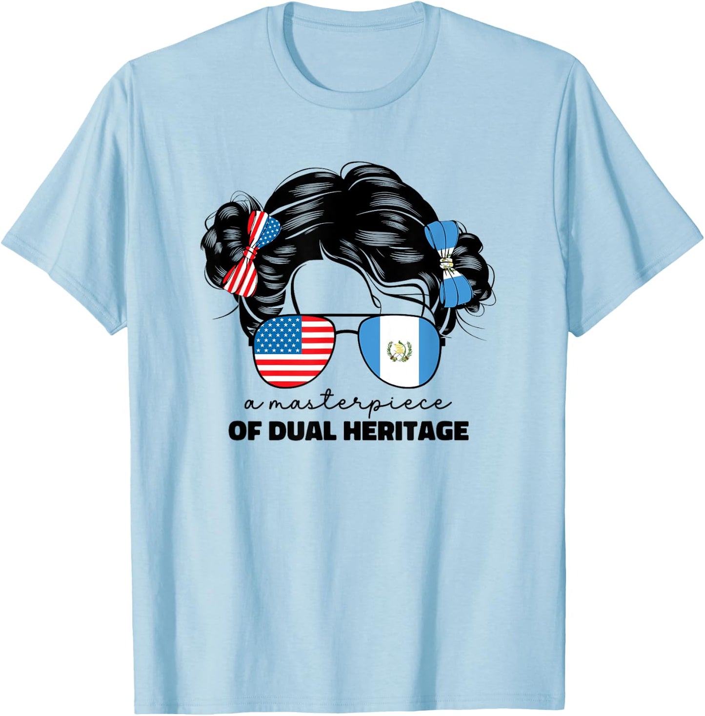 Half Guatemalan And American Guatemala Usa Flag Kids Girls T-Shirt - T-Shirt | Light Blue