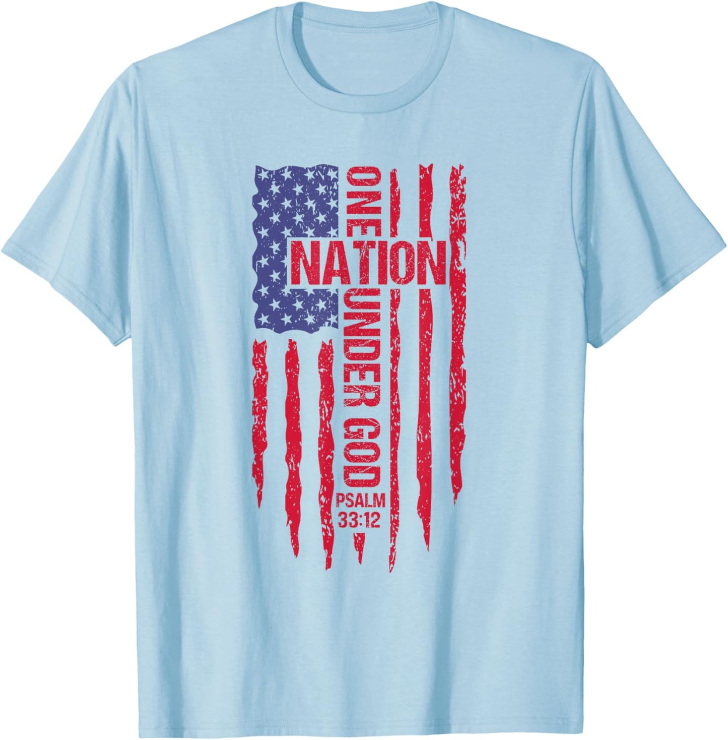 One Nation Under God American Flag Patriotic Christian T-Shirt - T-Shirt | Light Blue