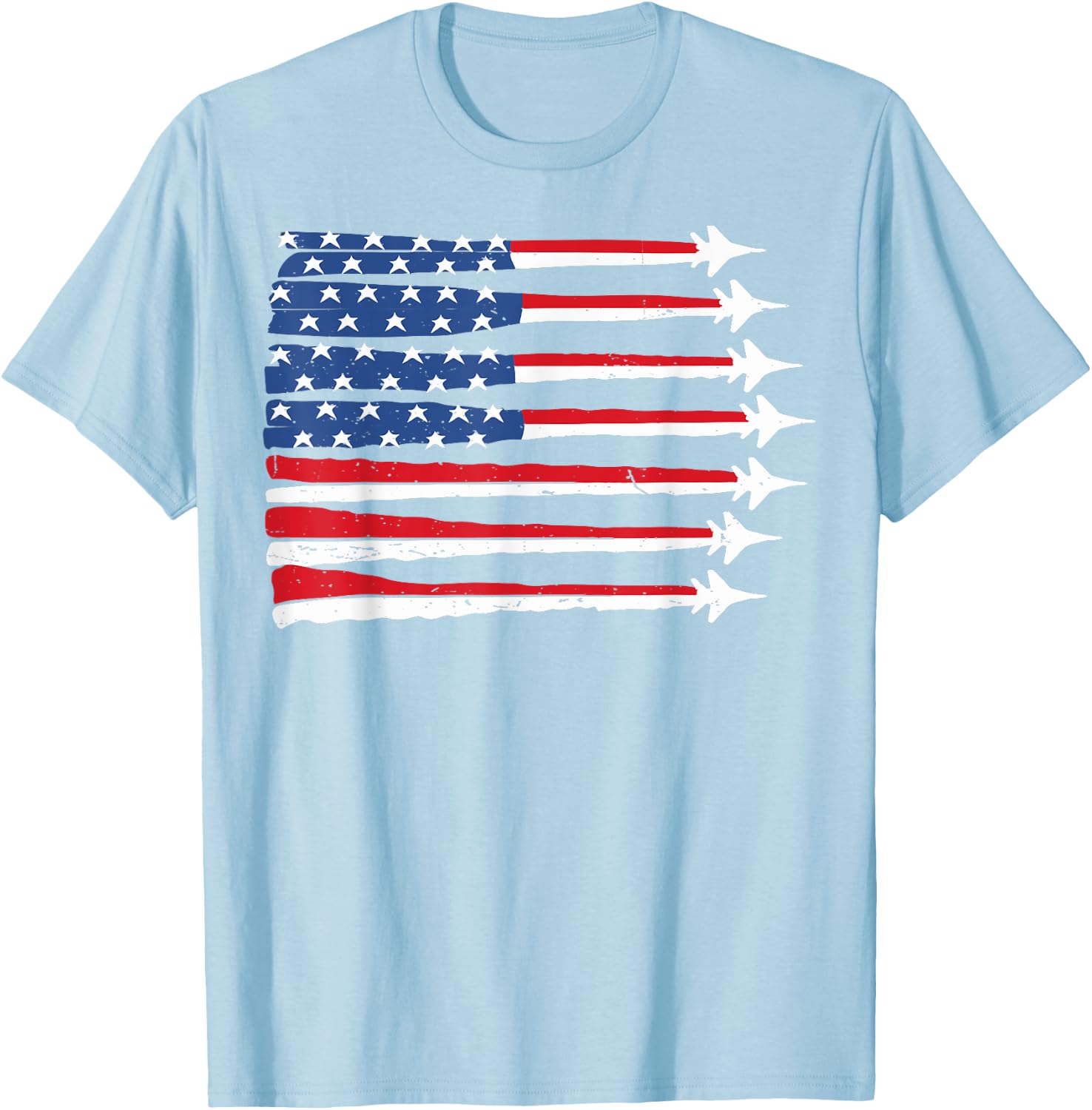 4th of July USA Flag Fighter Jet Patriotic Baby Boy Toddler T-Shirt - T-Shirt | Light Blue