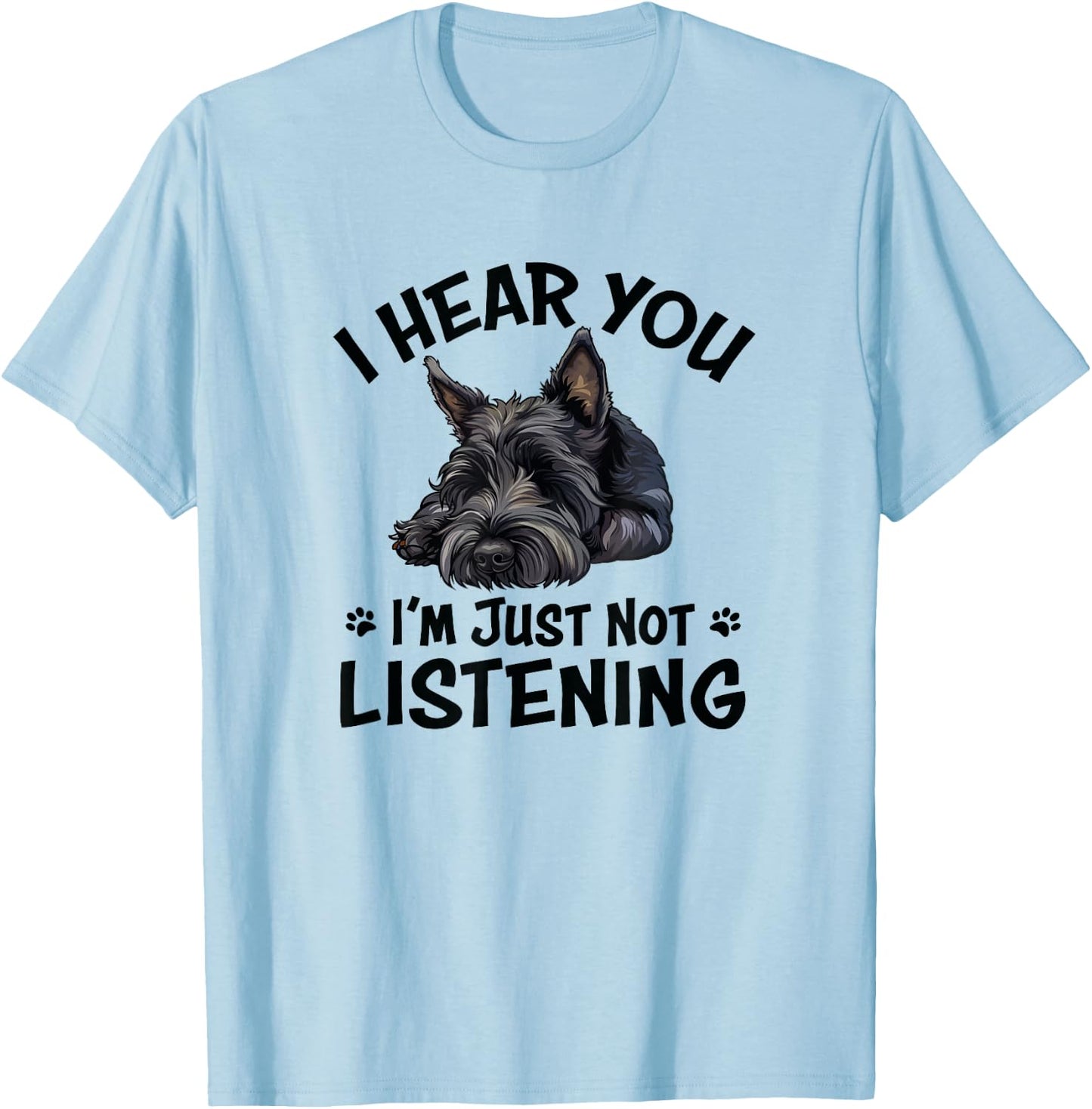 Cute Hear You Listening Scottish Terrier Lover T-Shirt - T-Shirt | Light Blue