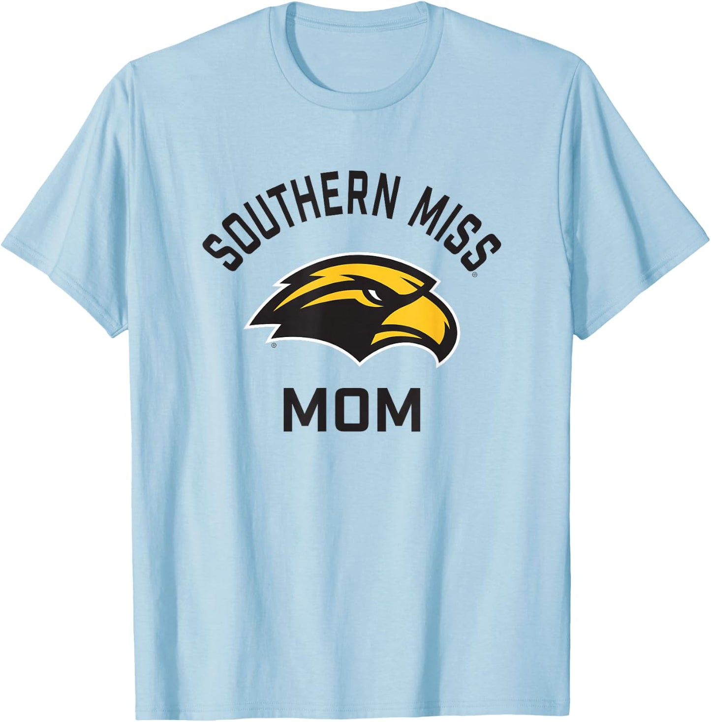 University of Southern Mississippi Golden Eagles Arched Mom T-Shirt - T-Shirt | Light Blue
