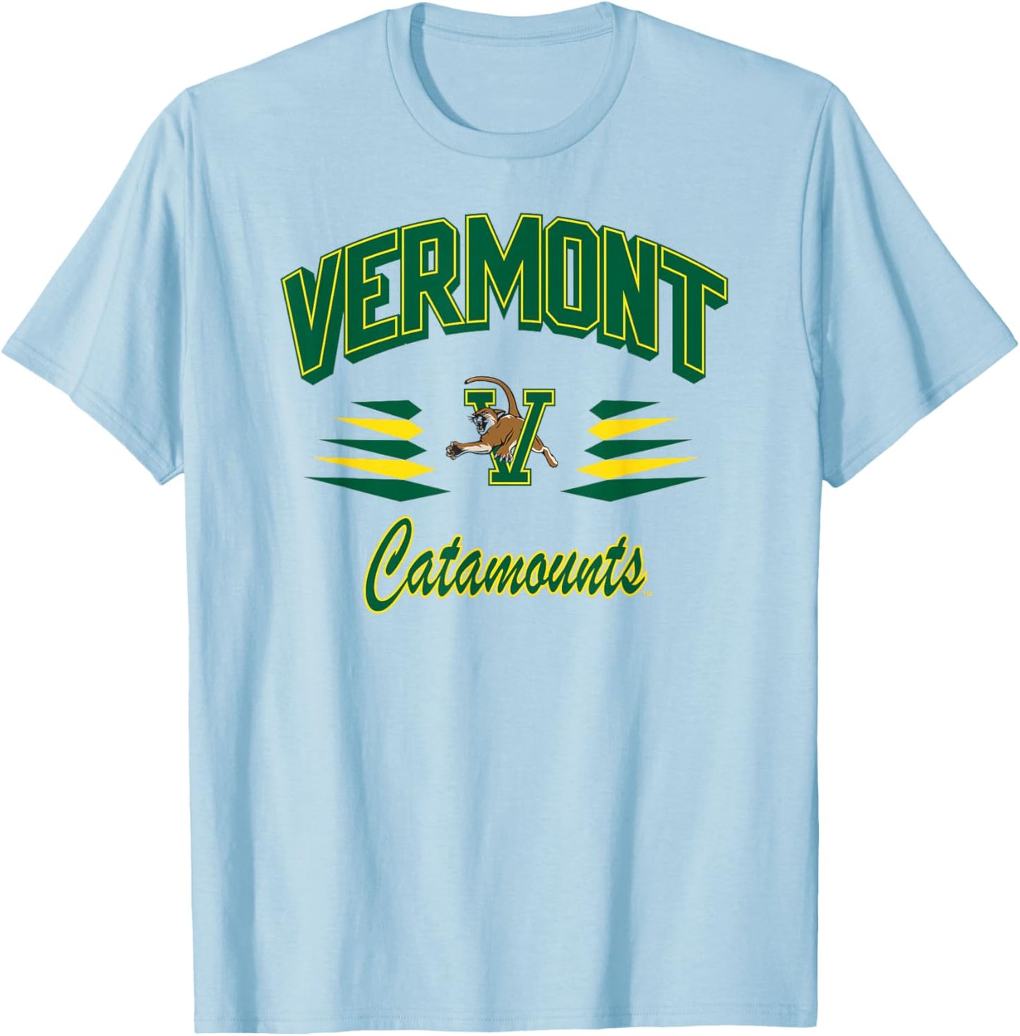 Vermont Catamounts Retro Diamond White Officially Licensed T-Shirt - T-Shirt | Light Blue