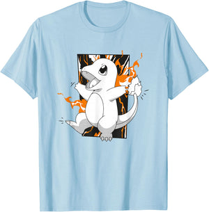 Pokémon Charmander Full Of Joy Fiery Shot Vintage T-Shirt - T-Shirt | Light Blue