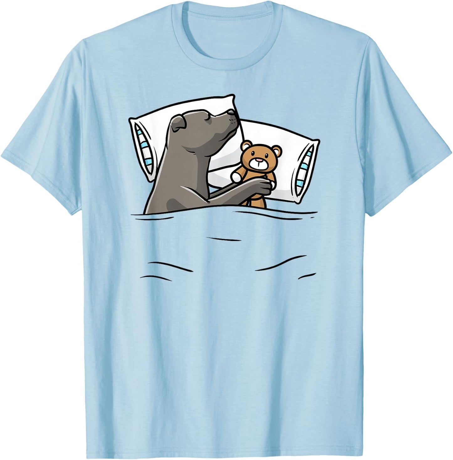 Sleeping Staffordshire Bull Terrier Dog Staffy Women Girls Kids T-Shirt - T-Shirt | Light Blue