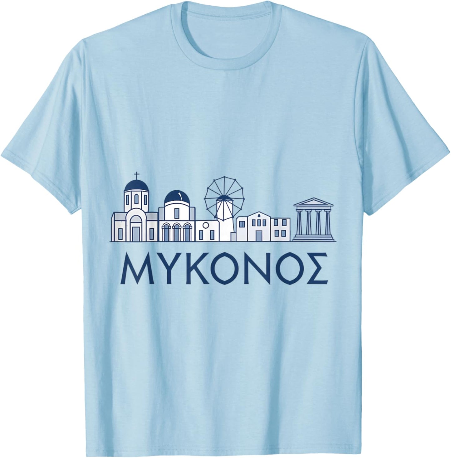 Mykonos Greek Island Greece Souvenir Scenic Scenery Hellas T-Shirt - T-Shirt | Light Blue