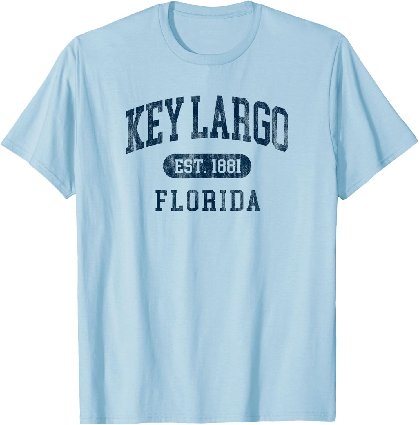 Vintage Key Largo Florida Souvenir Est 1881 T-Shirt - T-Shirt | Light Blue