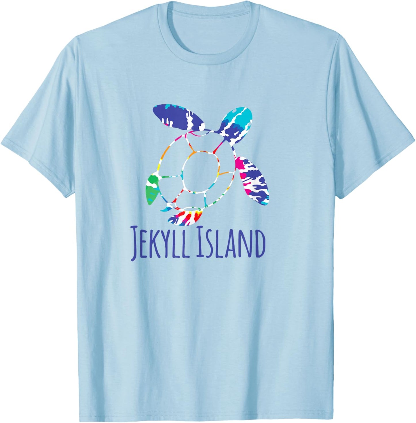 Jekyll Island Loggerhead Batik Tie Dye BOHO Coastal Turtle T-Shirt - T-Shirt | Light Blue