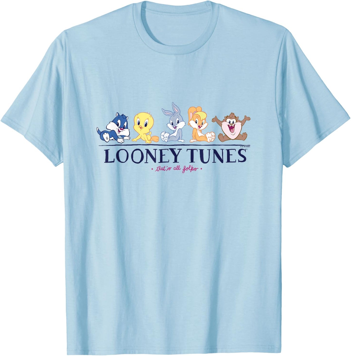 Looney Tunes Baby Looney Tunes That's All Folks Cute Lineup T-Shirt - T-Shirt | Light Blue