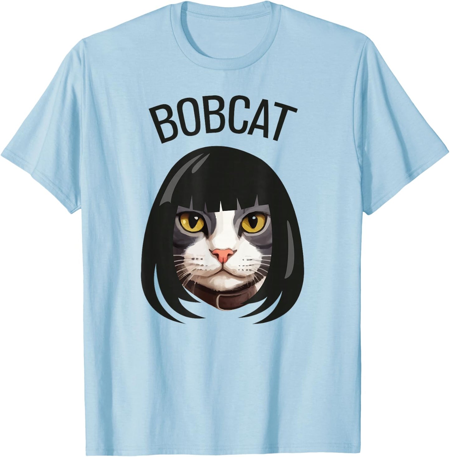 Bobcat funny cat bob haircut trending comedy cat graphic T-Shirt - T-Shirt | Light Blue