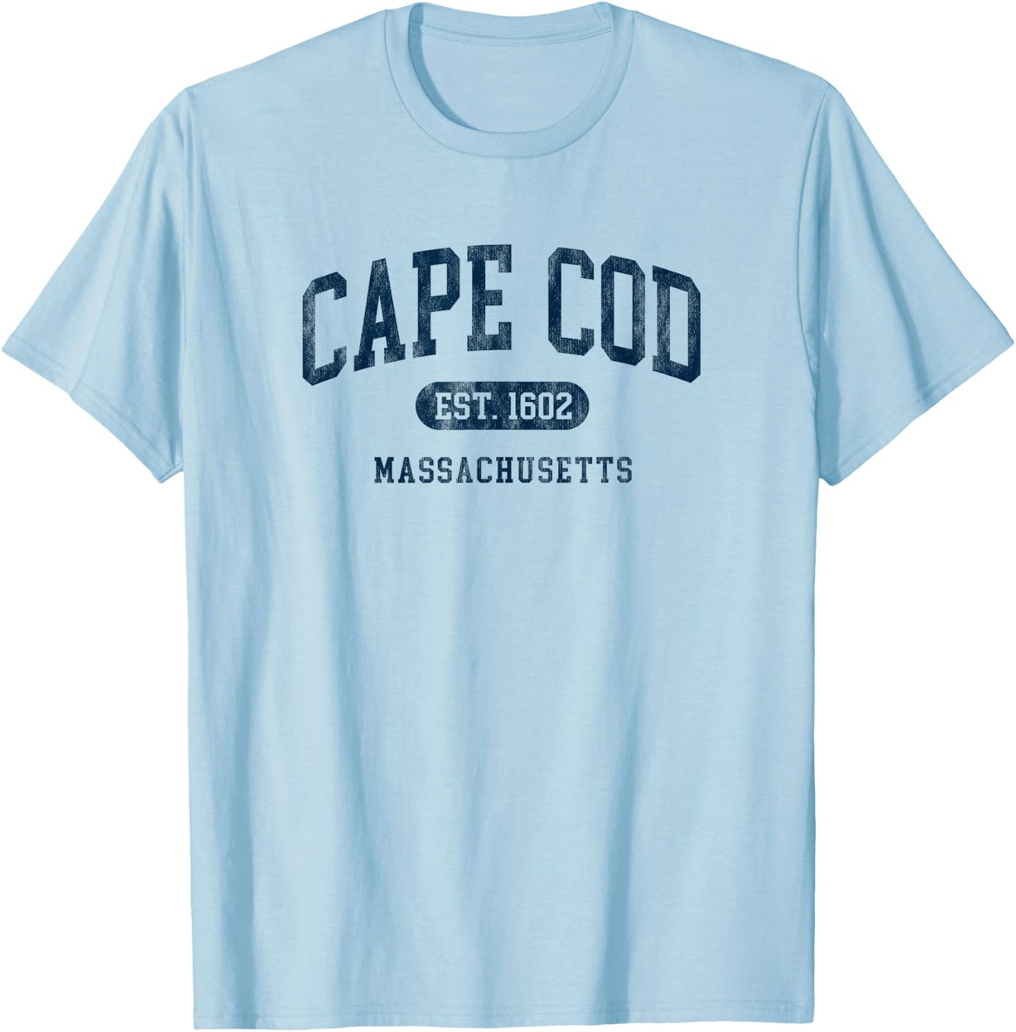 Cape Cod Est 1602 Massachusetts Retro Preppy Throwback T-Shirt - T-Shirt | Light Blue