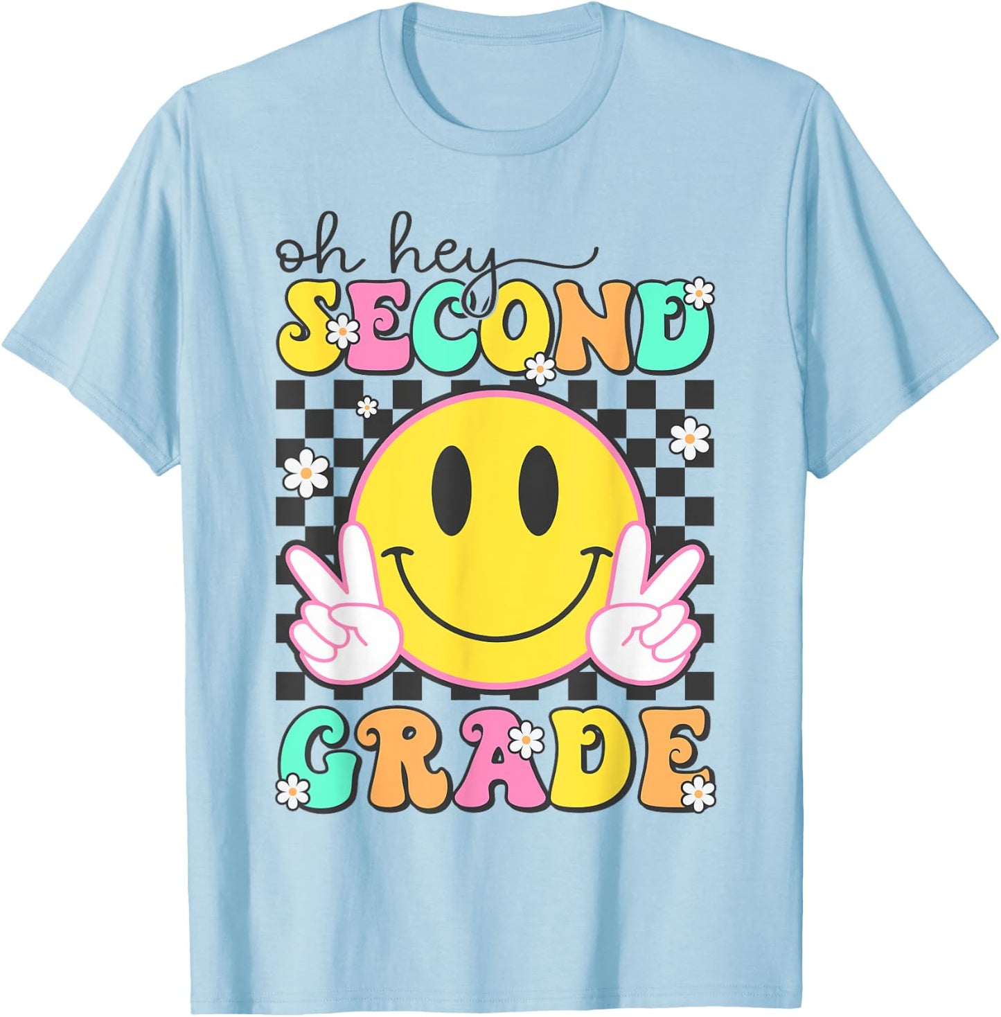 Oh Hey Second Grade Shirt Back To School Groovy 2nd Grade T-Shirt - T-Shirt | Light Blue
