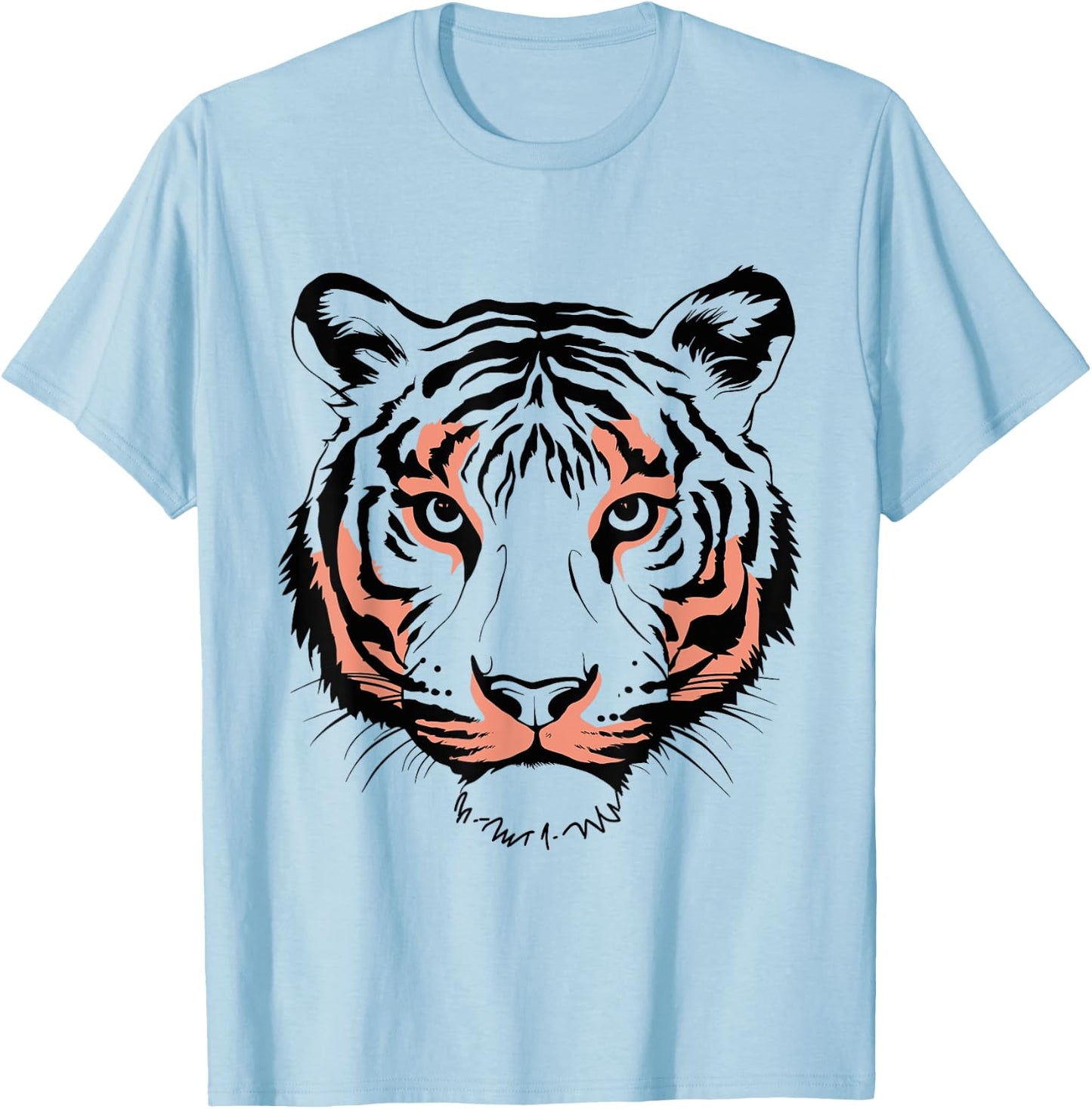 Orange Tiger Face Wild Animal Men Kids Tiger Head T-Shirt - T-Shirt | Light Blue