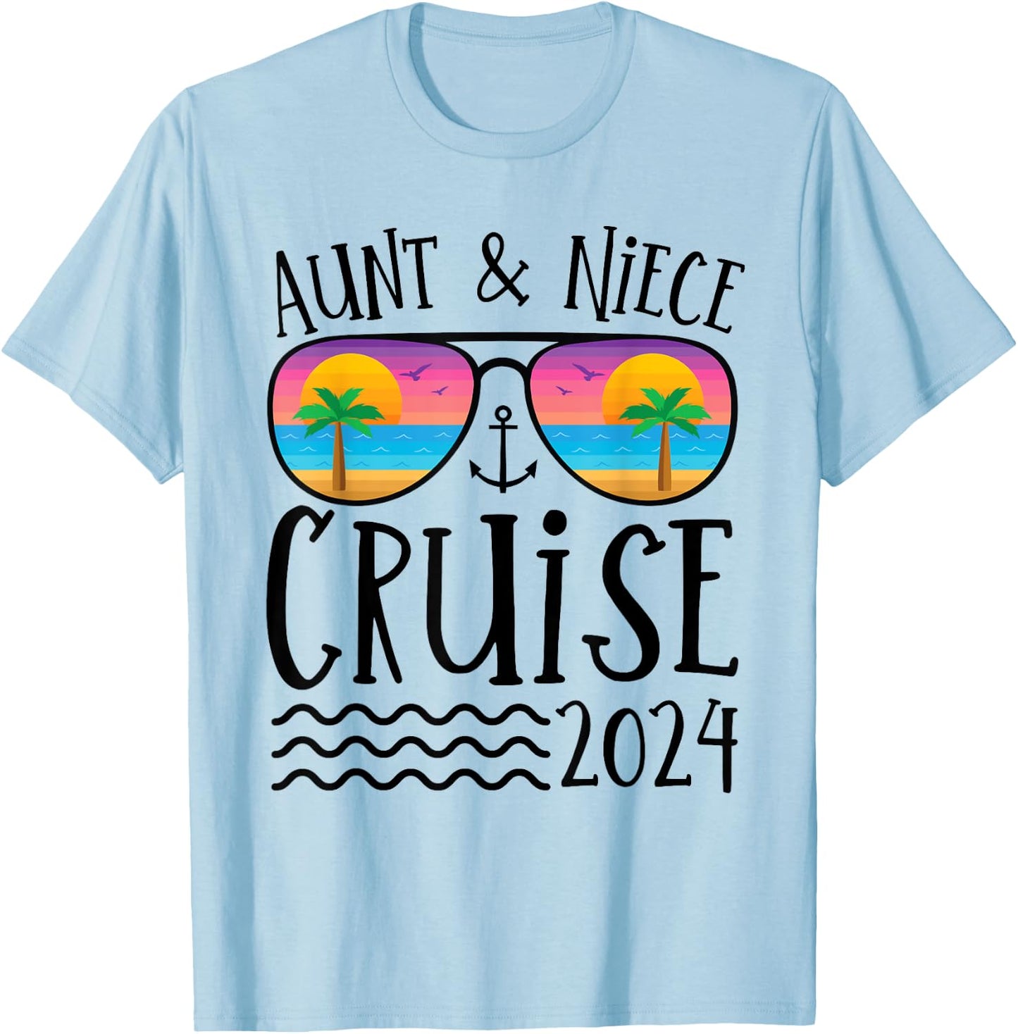 Aunt Niece Cruise Trip 2024 Summer Vacation Matching Family T-Shirt - T-Shirt | Light Blue