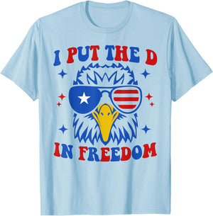 I Put D In Freedom Funny 4th of July Matching Couples T-Shirt - T-Shirt | Light Blue