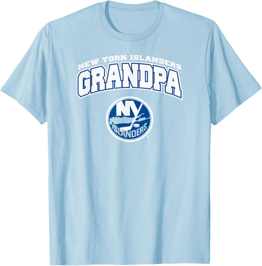 New York Islanders Grandpa Logo Orange Officially Licensed T-Shirt - T-Shirt | Light Blue