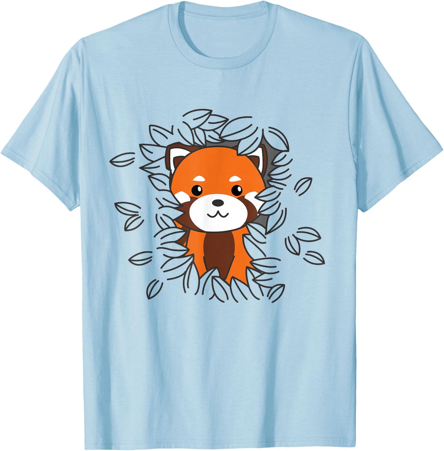 Red Panda Cute Animals for Kids Kawaii Cherry Blossoms T-Shirt - T-Shirt | Light Blue