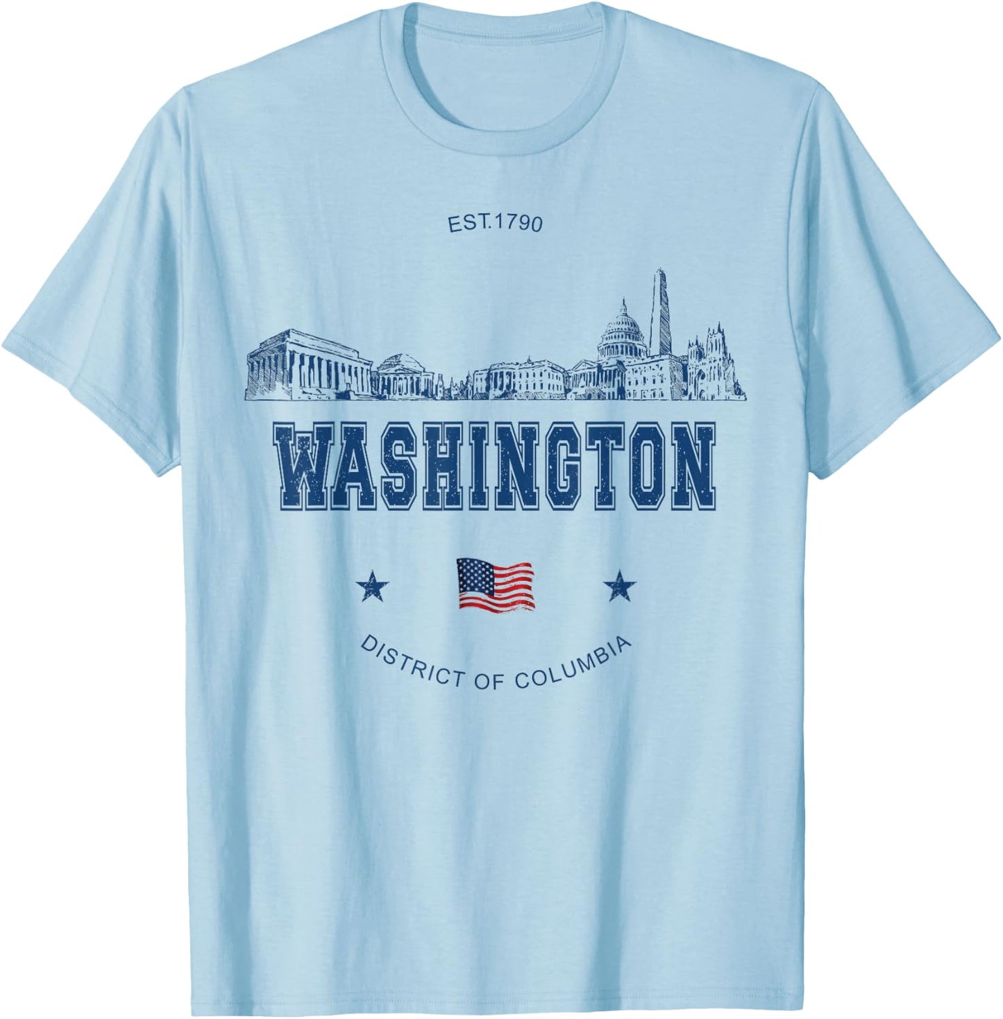 Washington DC Skyline Vintage T-Shirt - T-Shirt | Light Blue
