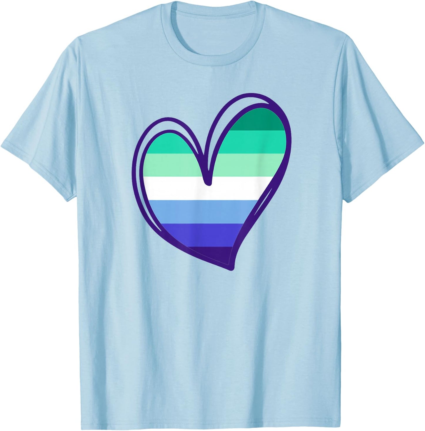 MLM Flag With Heart Man Loving Man Gay Vincian MLM Pride T-Shirt - T-Shirt | Light Blue