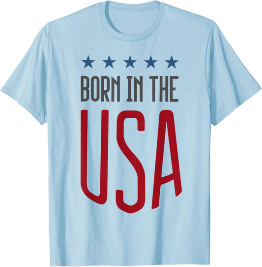 Born in The USA Patriotic Small T-Shirt - T-Shirt | Light Blue