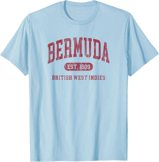 Vintage Bermuda Established 1609 Retro Souvenir T-Shirt - T-Shirt | Light Blue