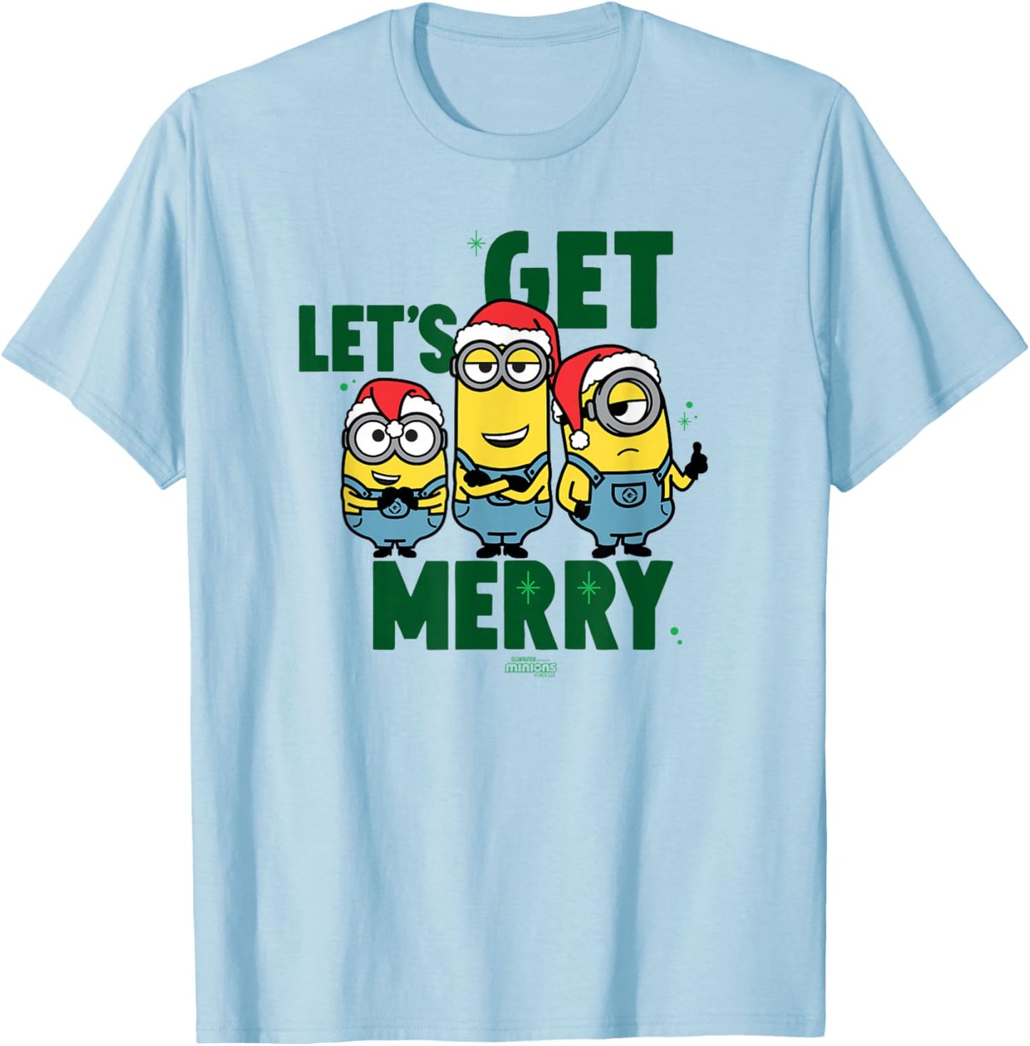 Minions Let’s Get Merry Kevin Stuart Bob T-Shirt - T-Shirt | Light Blue