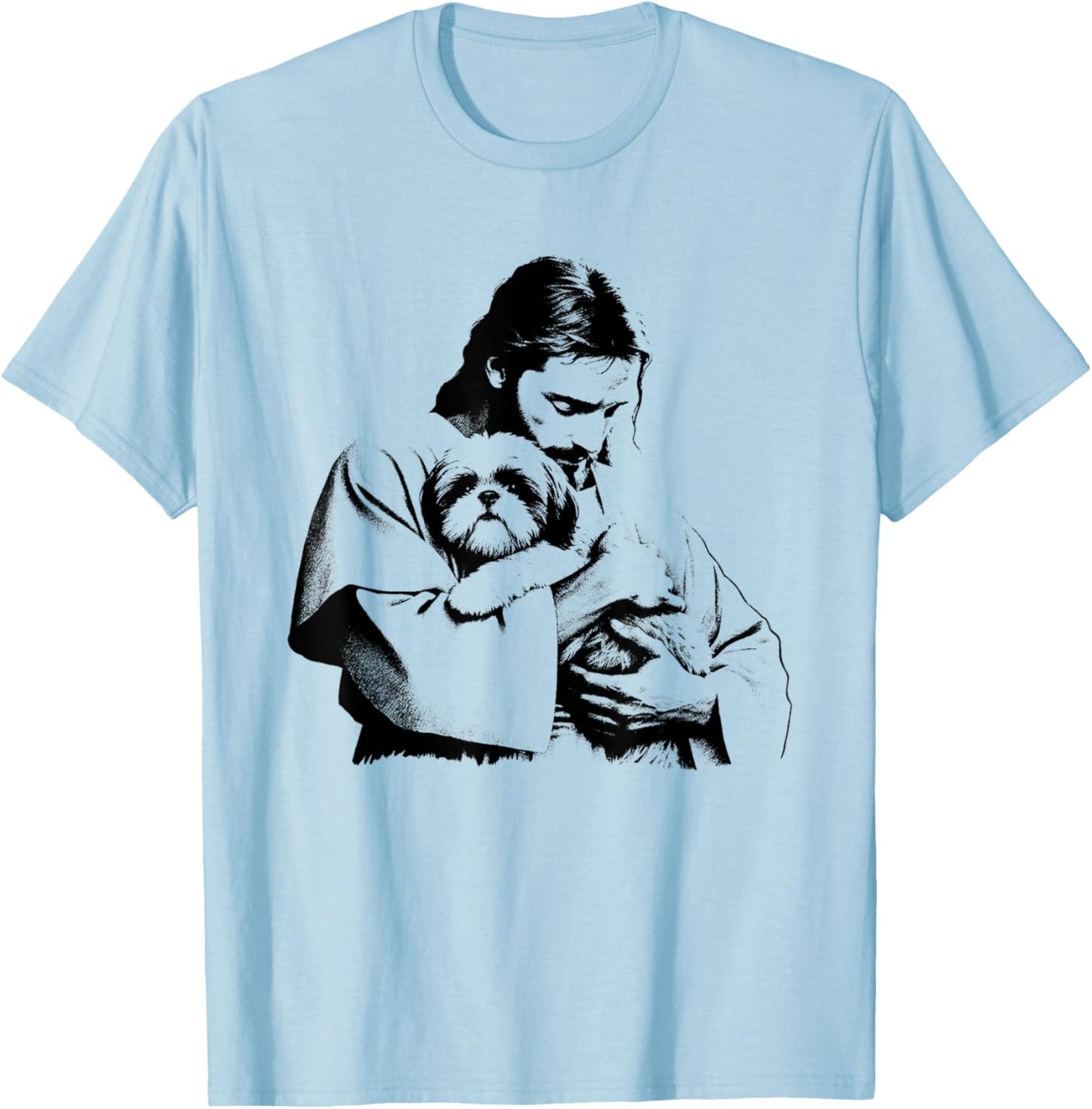 Jesus Shih Tzu Dog - Funny Christian Religious Dog Lover Women Girls Kids T-Shirt - T-Shirt | Light Blue
