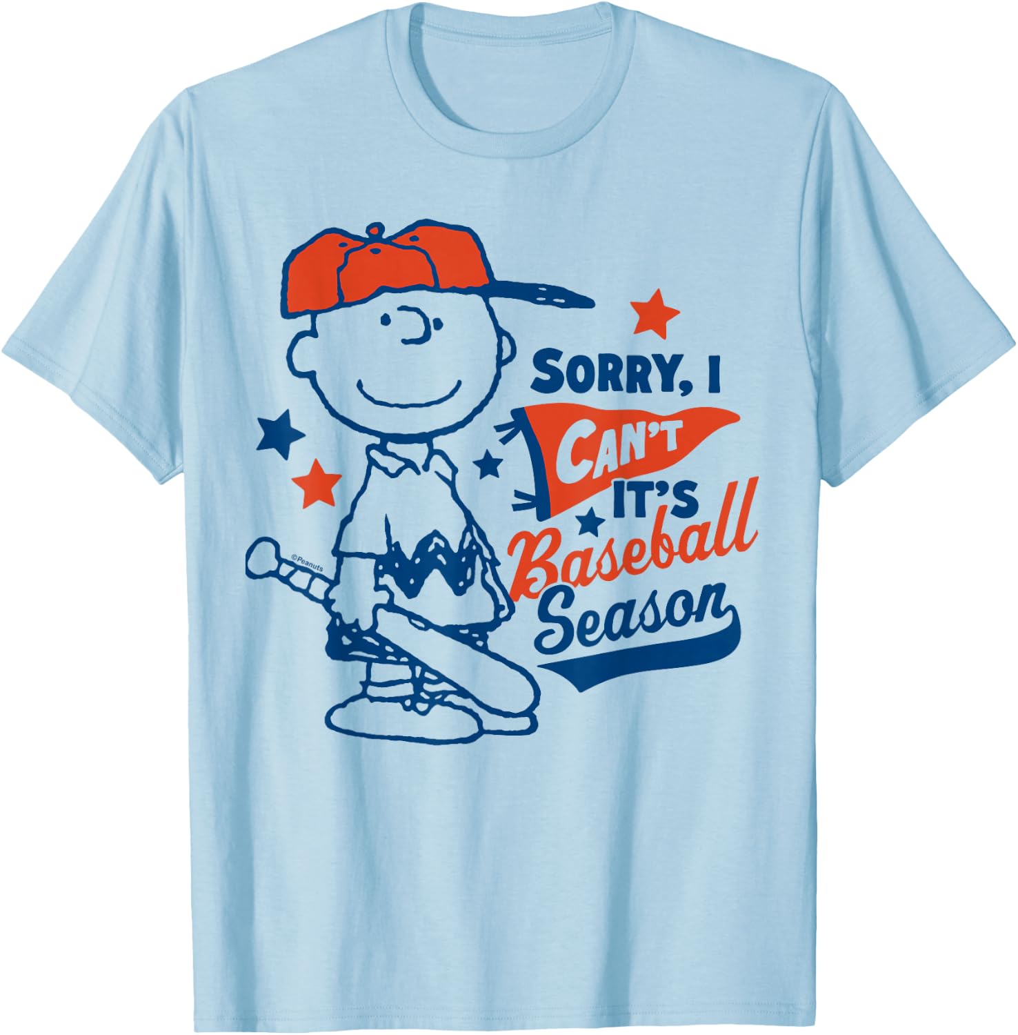 Peanuts - Charlie Brown Baseball Season T-Shirt - T-Shirt | Light Blue