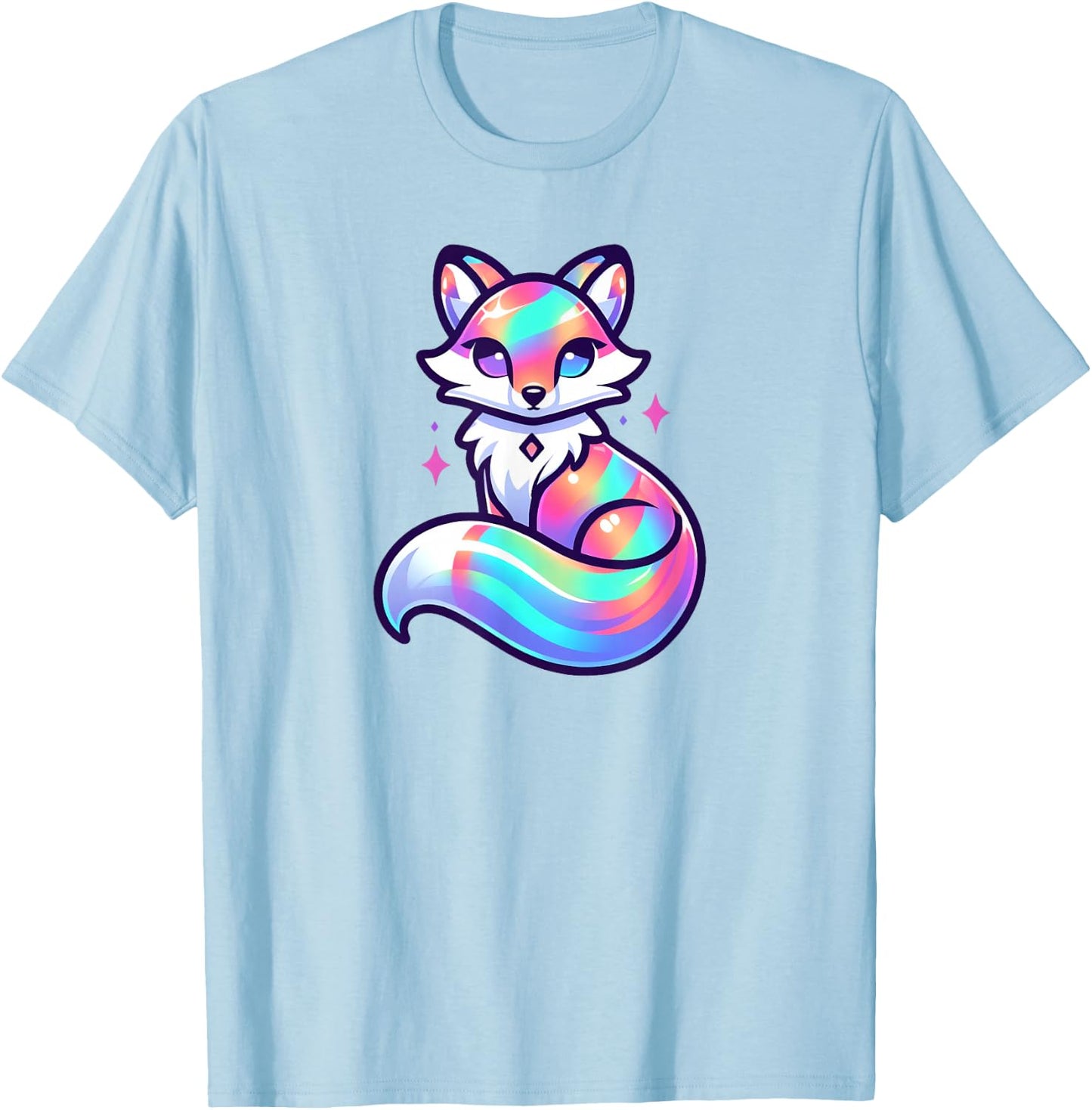 TherianPride Rainbow Fox Therian T-Shirt - T-Shirt | Light Blue