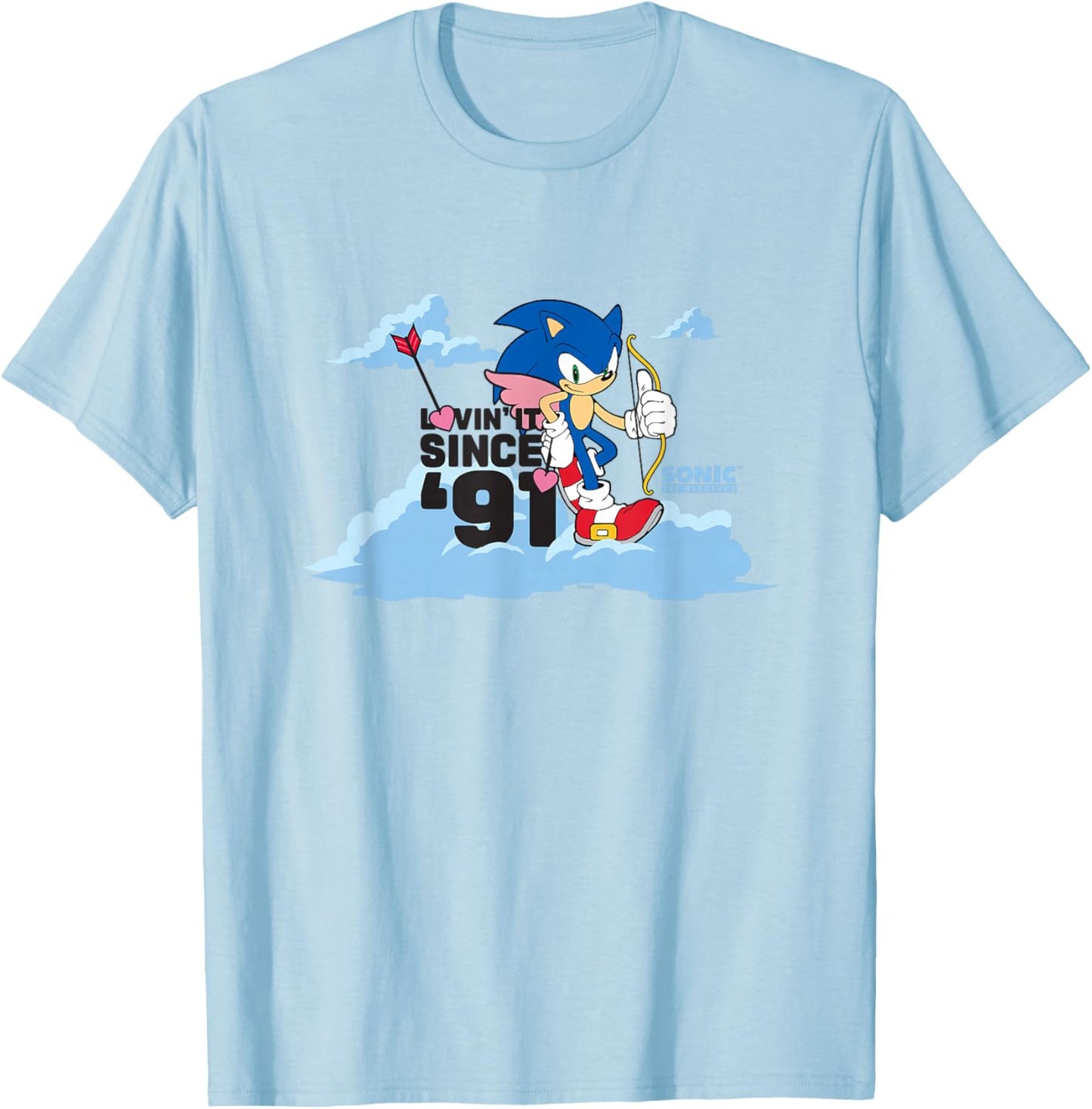 Sonic The Hedgehog Valentine's Day Lovin' It Since 91 Poster T-Shirt - T-Shirt | Light Blue