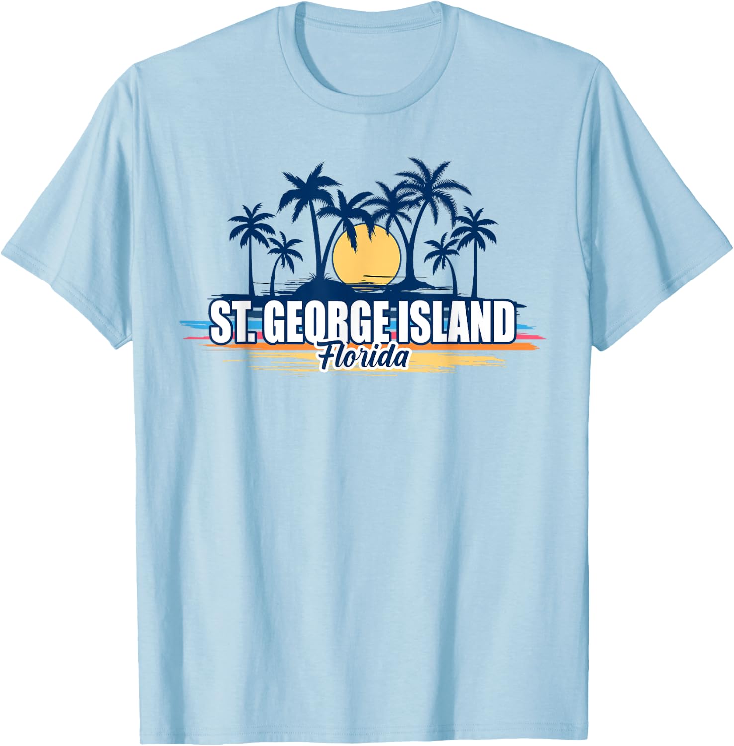 St George Island Florida Retro Surfing Board T-Shirt - T-Shirt | Light Blue