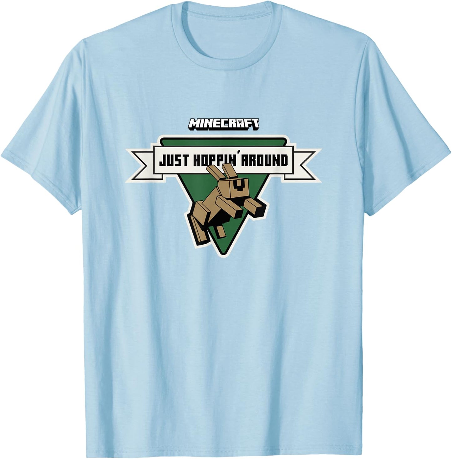 Minecraft Just Hoppin' Around Cute Bunny Logo T-Shirt - T-Shirt | Light Blue