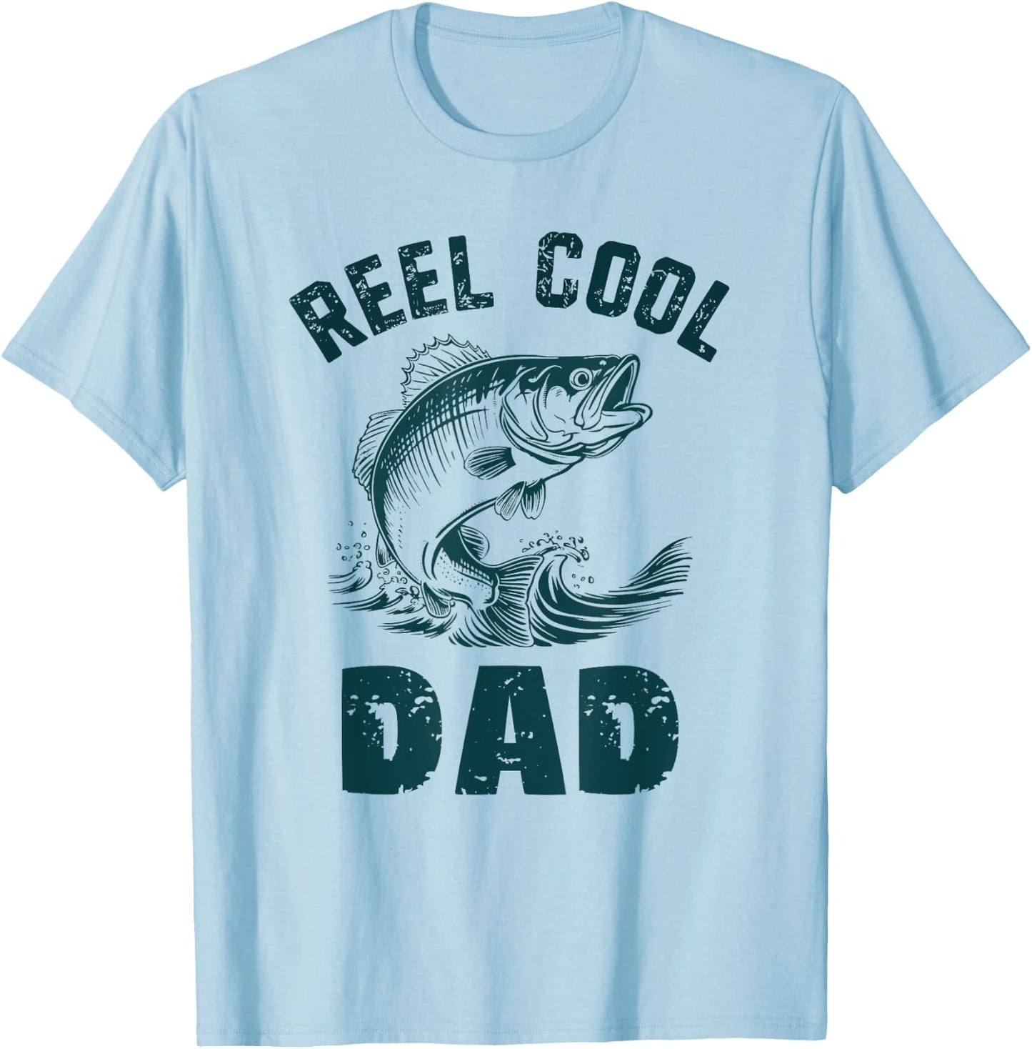 Reel Cool Dad Fishing Grandpa Vintage Style Daddy Father T-Shirt - T-Shirt | Light Blue