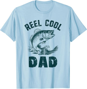 Reel Cool Dad Fishing Grandpa Vintage Style Daddy Father T-Shirt - T-Shirt | Light Blue